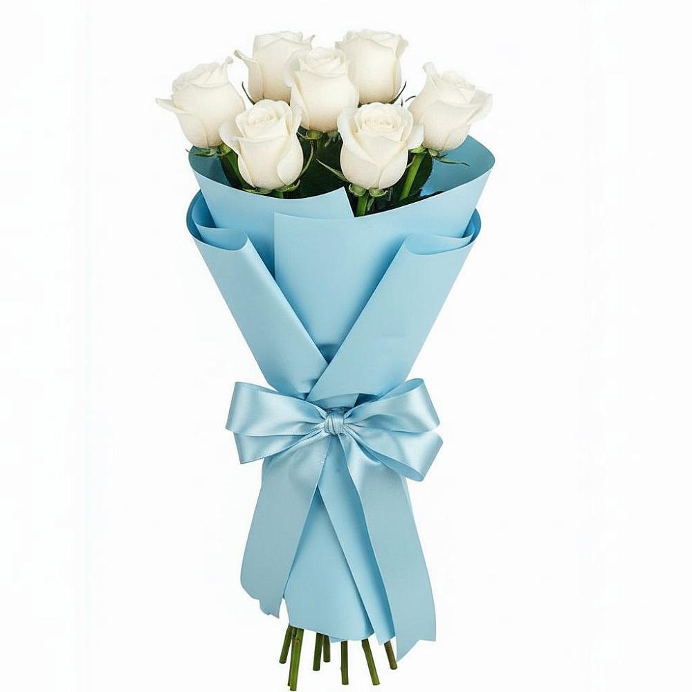 Букет 7 белых роз Проуд в Меленках