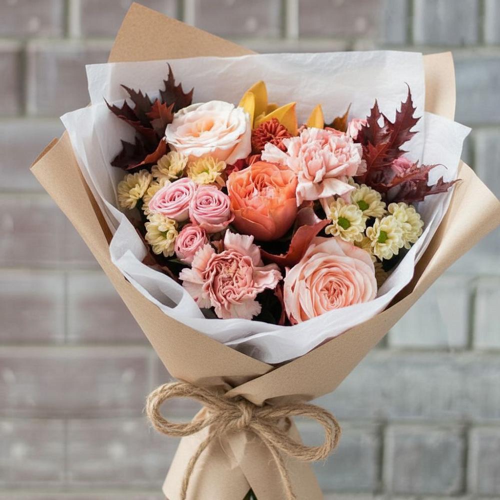 Букет цветов из: Гвоздики, Хризантемы и Розы в Меленках