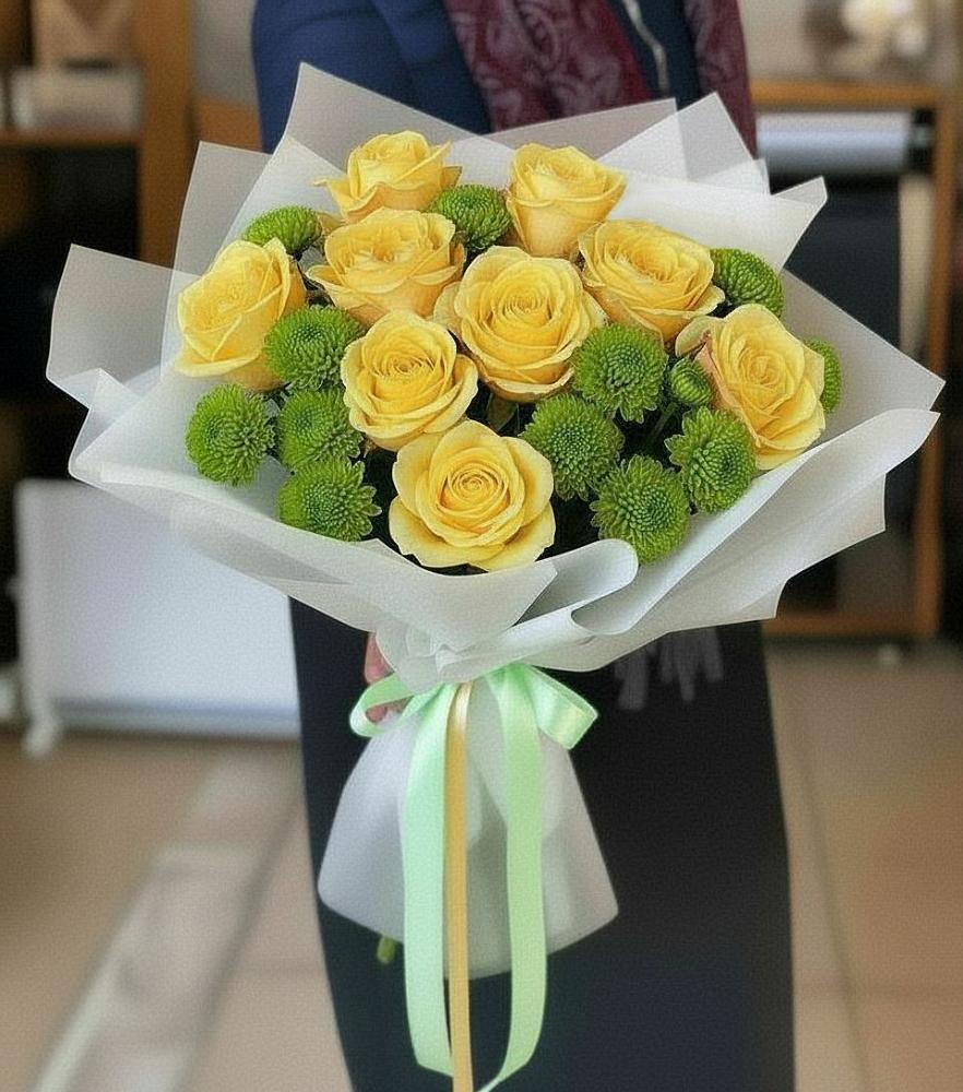 Букет цветов из: Хризантемы и Розы в Меленках