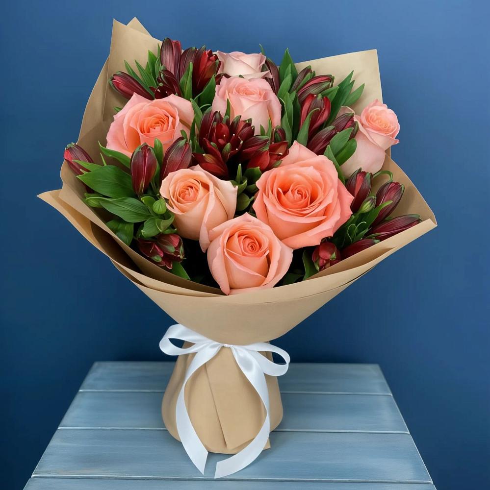 Букет цветов из: Розы и Альстромерии в Меленках