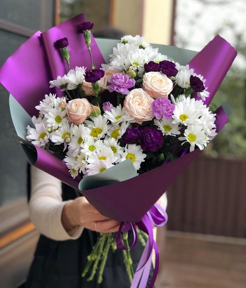 Букет цветов из: Хризантемы, Гвоздики и Розы в Меленках