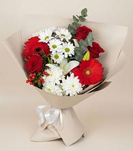 Букет цветов из:  Розы, Хризантемы, Герберы и Лилии в Меленках