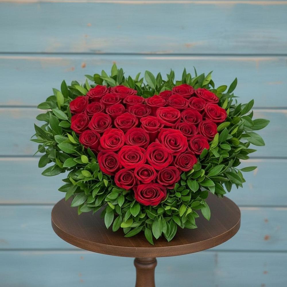 Цветочная композиция из Розы в виде сердца в Меленках