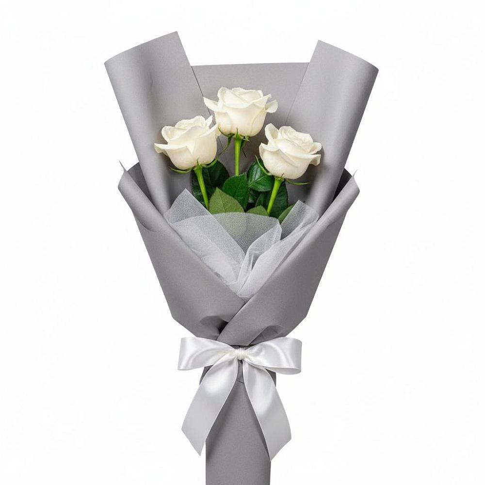 Букет 3 белые розы в Меленках