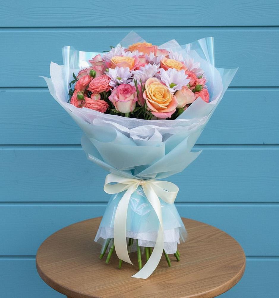 Букет цветов из: Хризантемы и Розы в Меленках