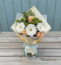 Букет цветов из:  Герберы, Розы и Хризантемы в Меленках