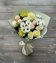 Букет цветов из:  Альстромерии, Розы и Хризантемы в Меленках